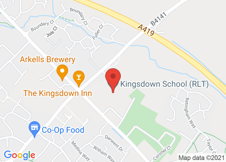 Map showing location of Kingsdown School Swindon