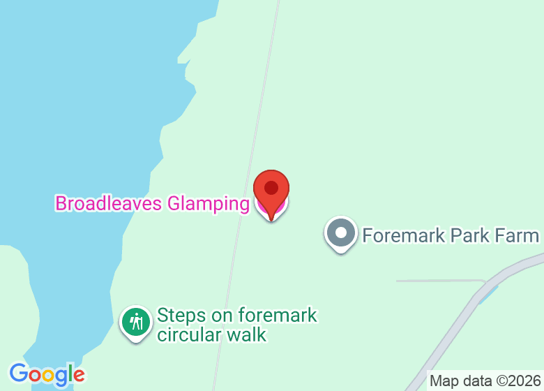 Map showing location of Broadleaves Glamping