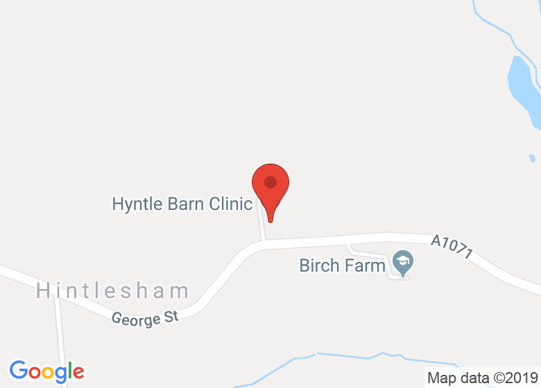 Map showing location of Livelong Hyntle Barn Cllnic