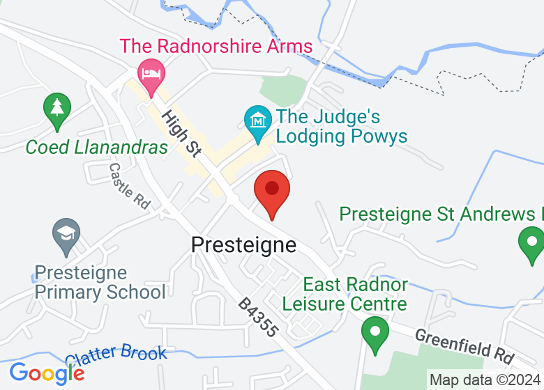 Map showing location of Presteigne Youth Centre