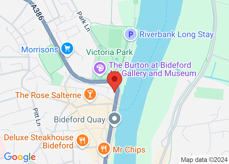 Map showing location of Bideford Library
