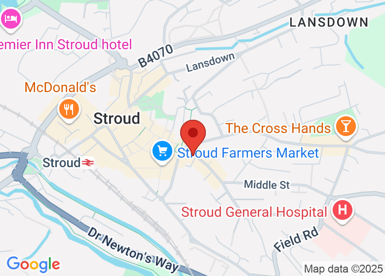 Map showing location of Stroud Yoga Space & Shop