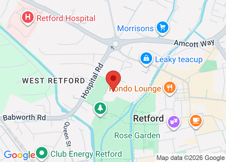 Map showing location of Yoga Barn Retford