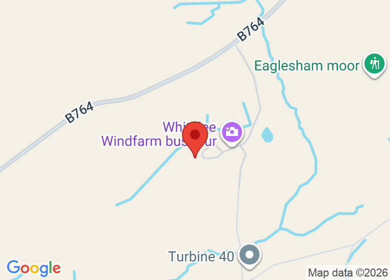 Map showing location of Whitelee Windfarm Visitor Centre