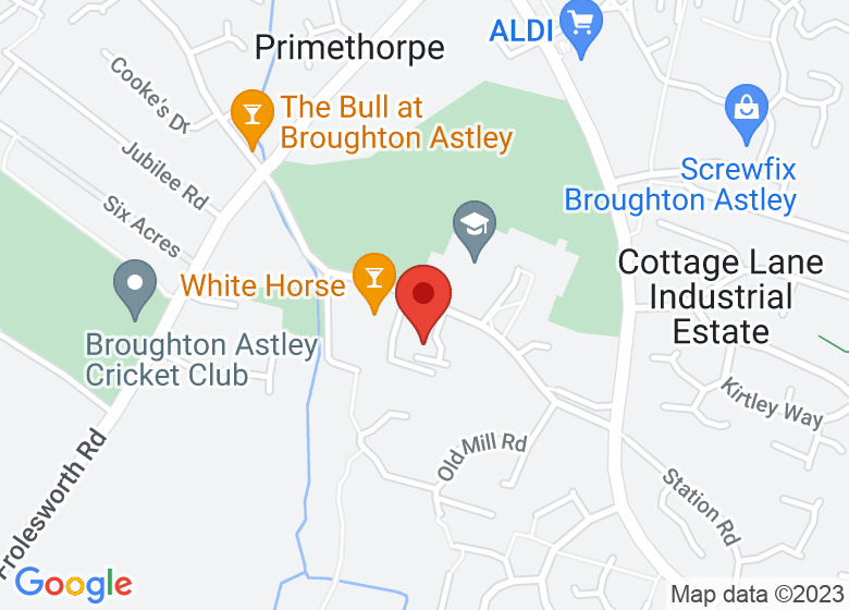 Map showing location of Broughton Astley Village Hall