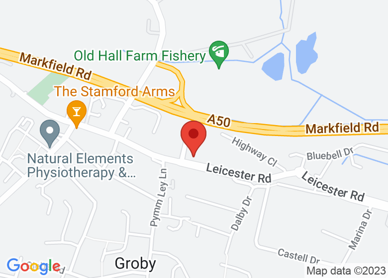Map showing location of Groby Village Hall