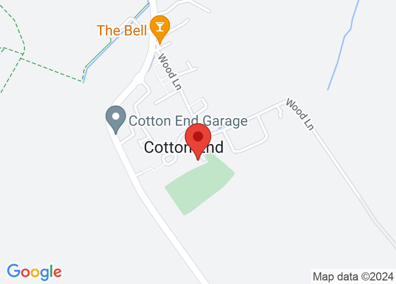 Map showing location of Cotton End Village Hall