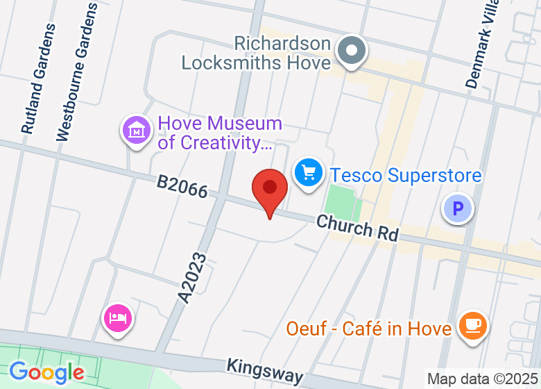 Map showing location of Hove Village Day Nursery at Hove Library