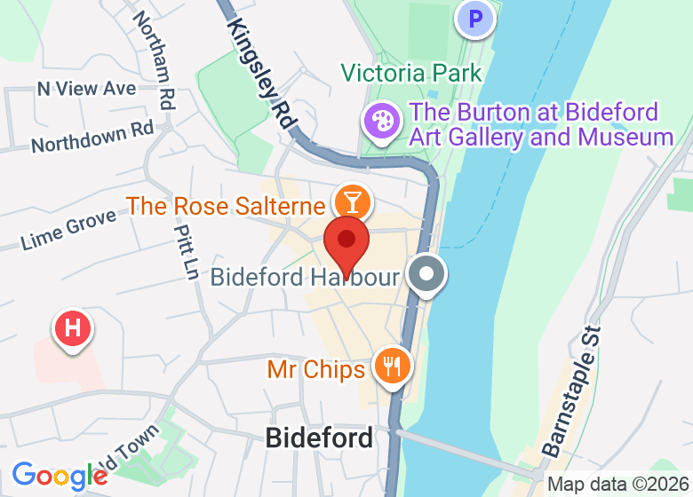 Map showing location of Shanti - Yoga & Wellness Space, Bideford