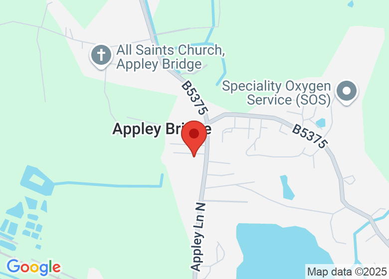 Map showing location of Appley Bridge Village Hall