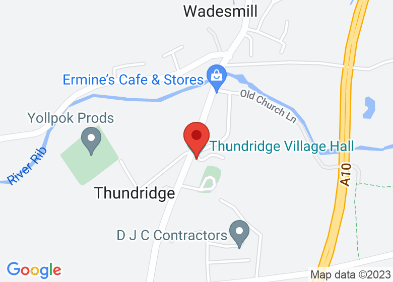 Map showing location of Thundridge Village Hall