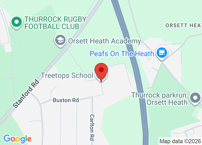 Map showing location of Treetops School