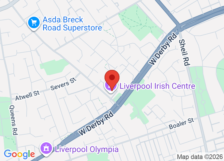 Map showing location of Liverpool Irish Centre