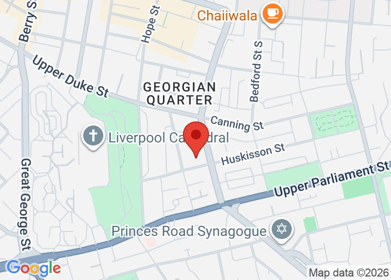 Map showing location of St Bride's Church Liverpool