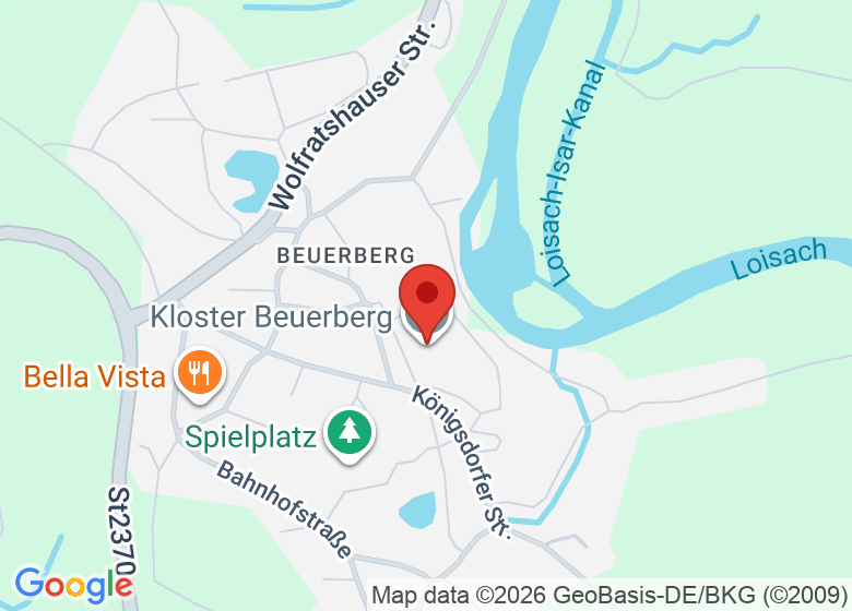 Karte mit Standort von Kloster Beuerberg