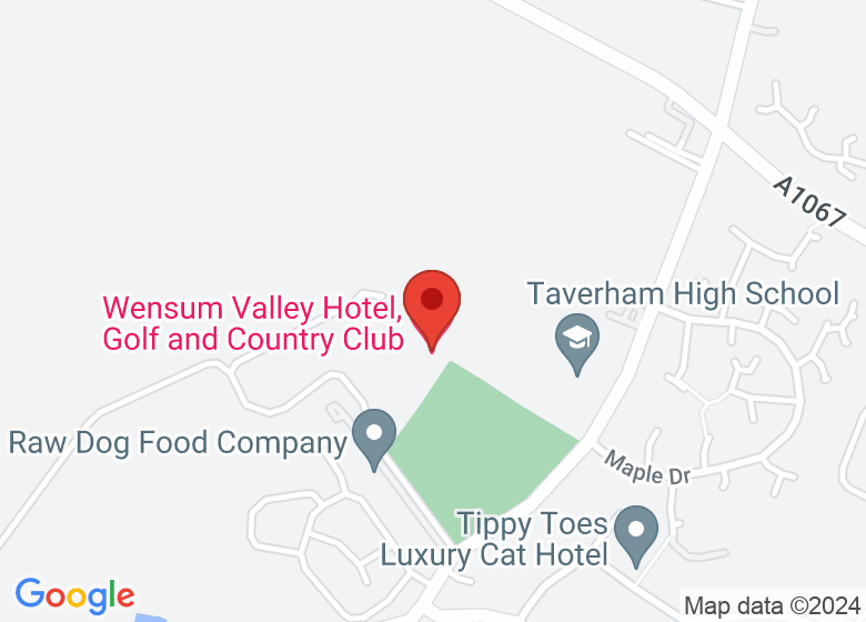 Map showing location of Wensum Valley Hotel, Golf and Country Club