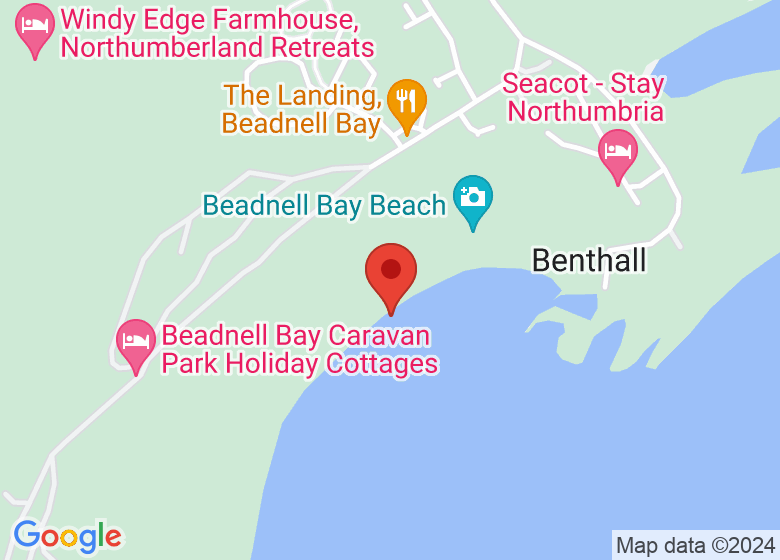Map showing location of Beadnell Bay Beach
