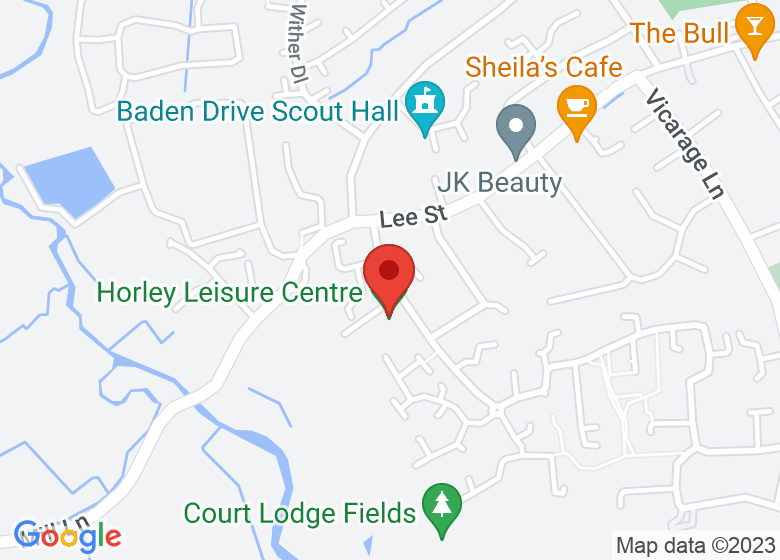 Map showing location of Horley Leisure Centre