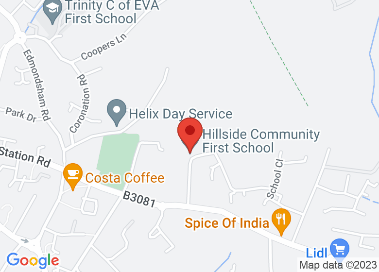 Map showing location of Hillside Community First School