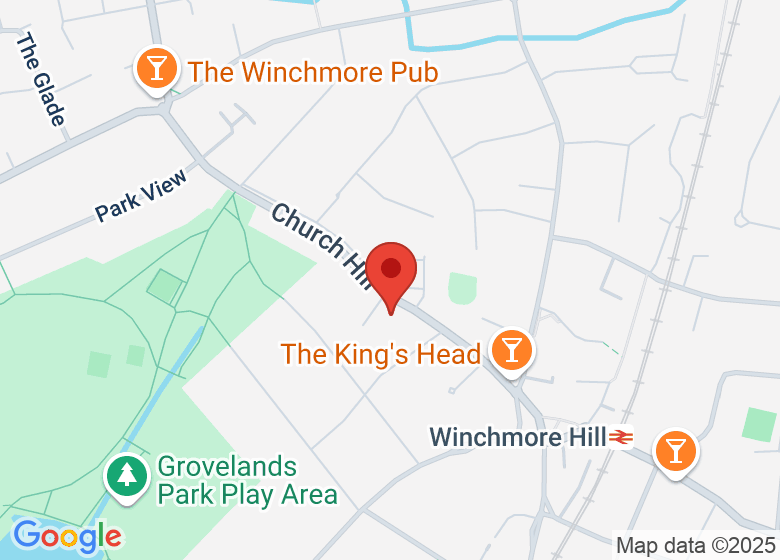 Map showing location of St Paul's Church Hall, Winchmore Hill