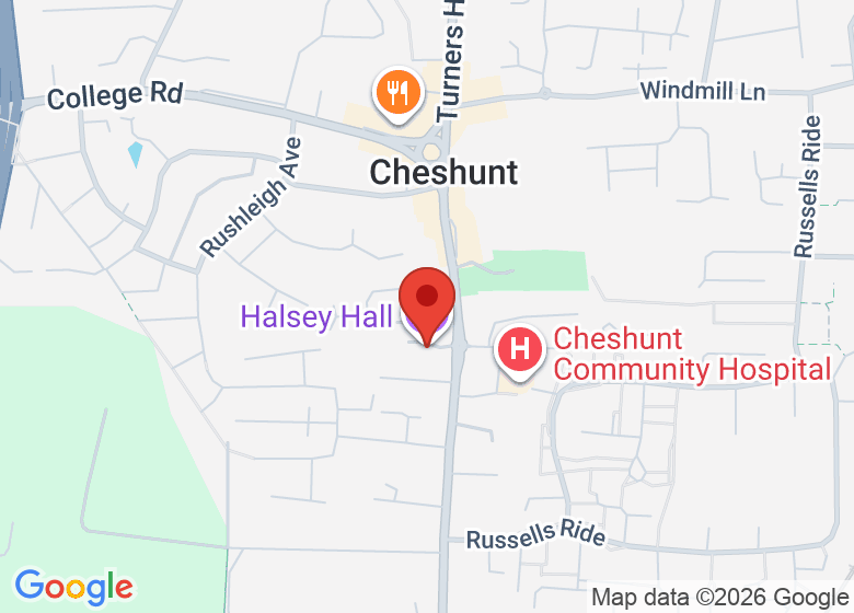 Map showing location of Halsey Hall