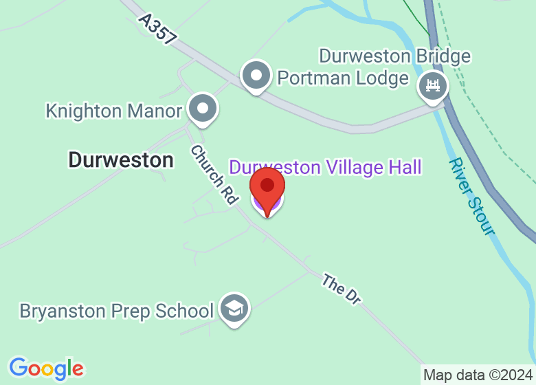 Map showing location of Durweston Village Hall