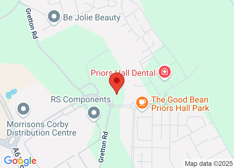 Map showing location of Priors Hall Park Community Centre