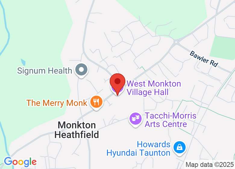 Map showing location of West Monkton Village Hall