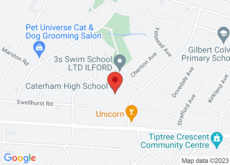 Map showing location of Caterham High School