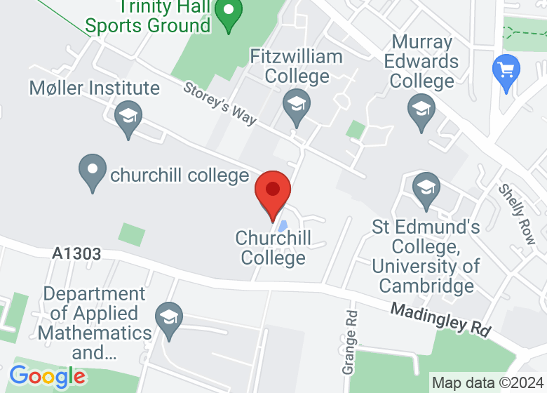 Map showing location of Churchill College