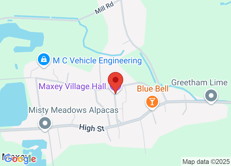 Map showing location of Maxey Village Hall