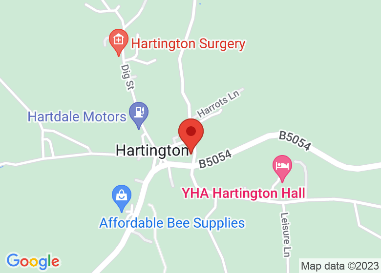 Map showing location of Hartington Village Hall
