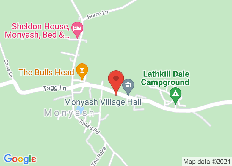 Map showing location of Monyash Village hall 