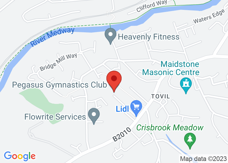 Map showing location of Pegasus Gymnastics Club