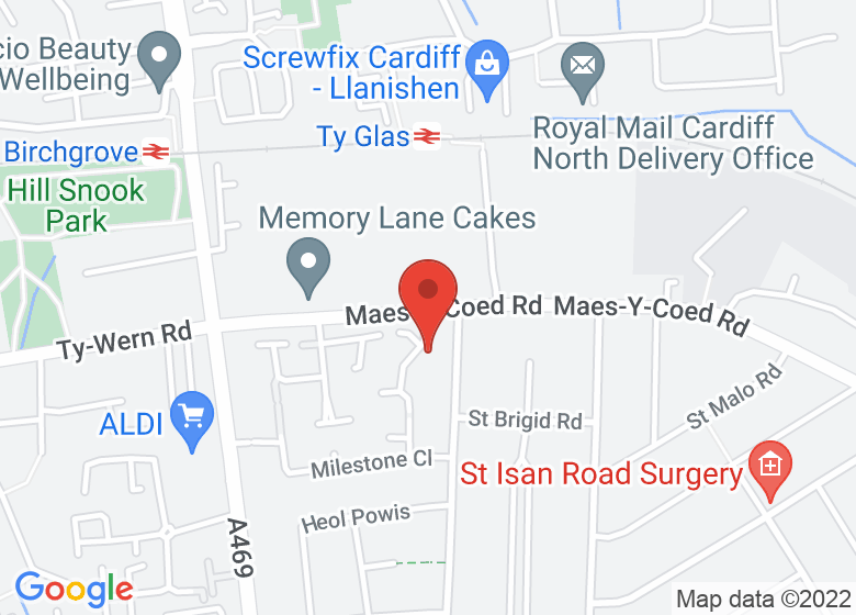 Map showing location of Maes Y Coed Community Centre