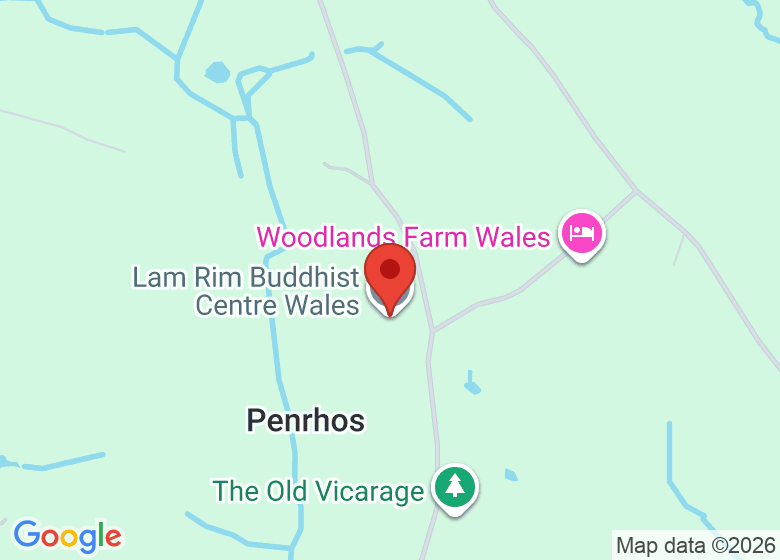 Map showing location of Lam Rim Buddhist Centre Wales