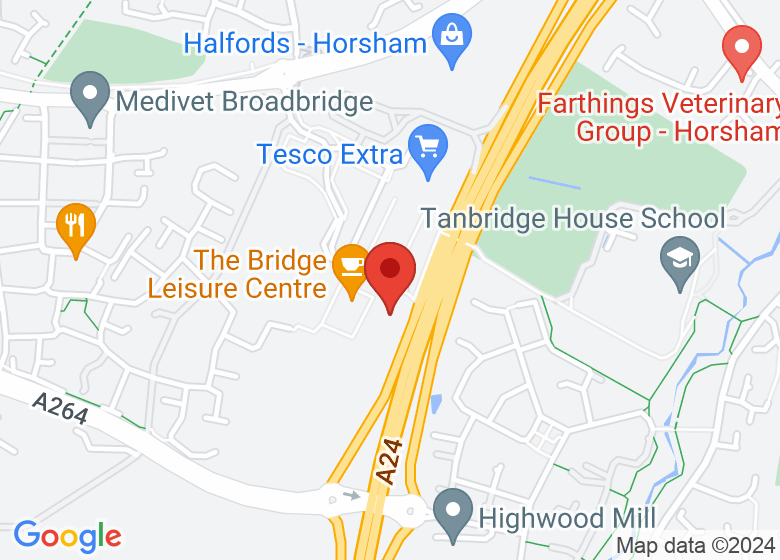 Map showing location of Horsham District Indoor Bowls Club