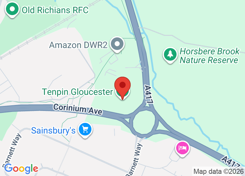 Map showing location of Tenpin Gloucester