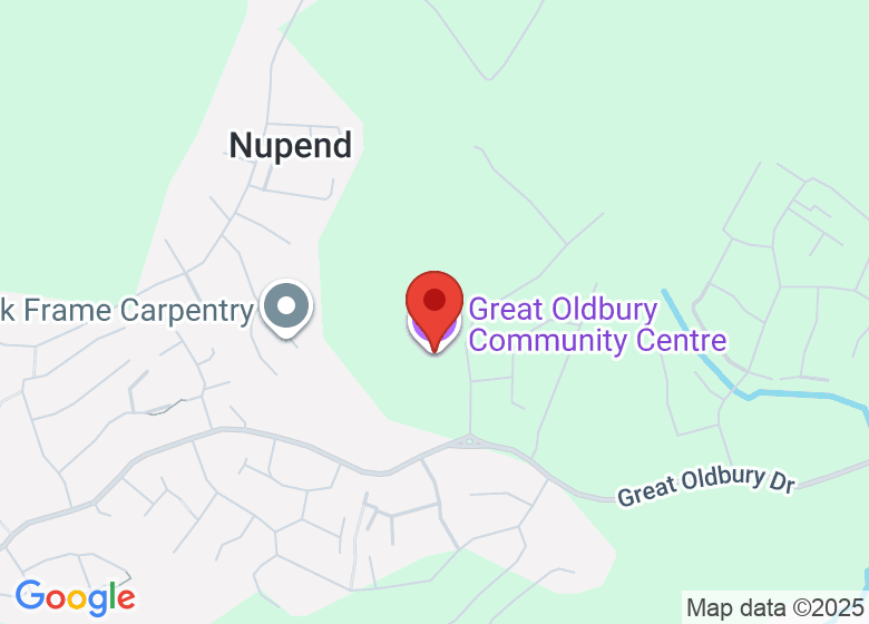 Map showing location of Great Oldbury Community Centre