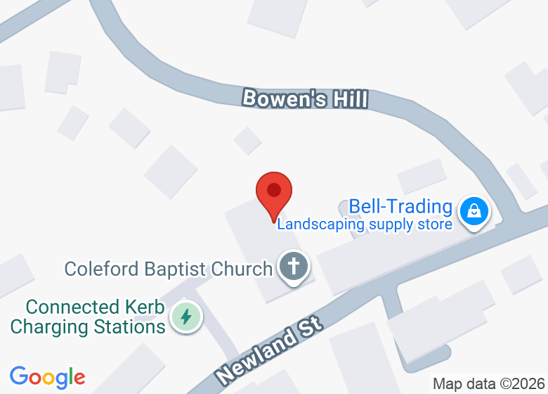 Map showing location of Coleford Baptist Church