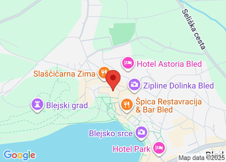 Map showing location of Bled Rose Hotel