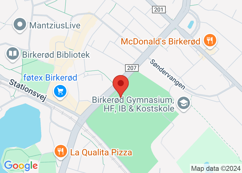 Map showing location of Birkerød Idrætscenter
