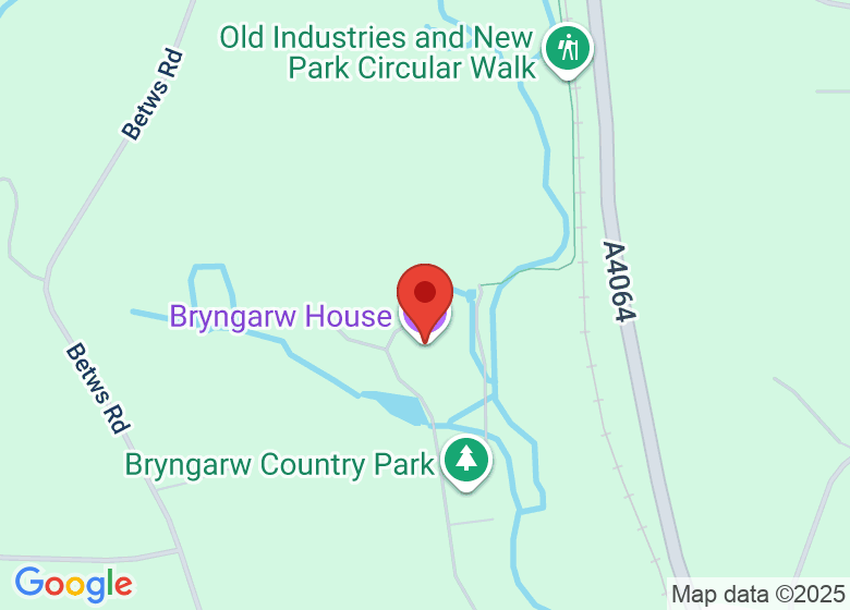 Map showing location of Bryngarw House