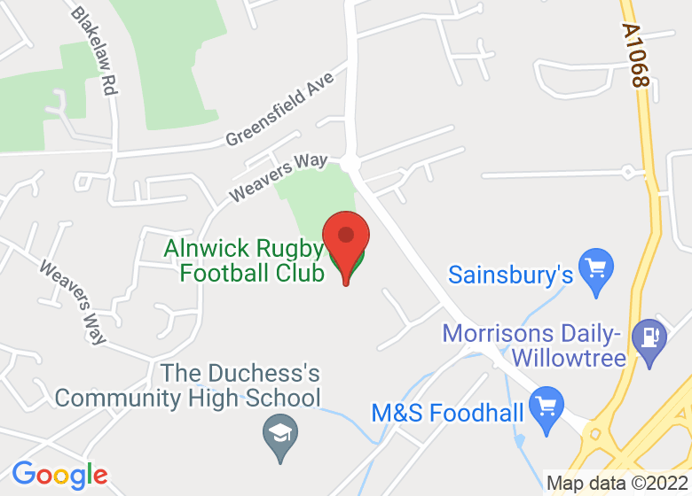 Map showing location of Alnwick Rugby Football Club
