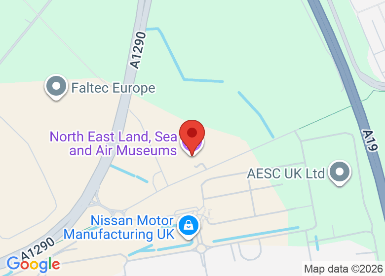 Map showing location of North East Land, Sea and Air Museums