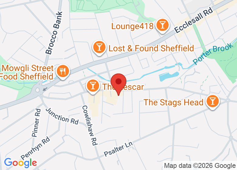 Map showing location of Grow Yoga Sheffield