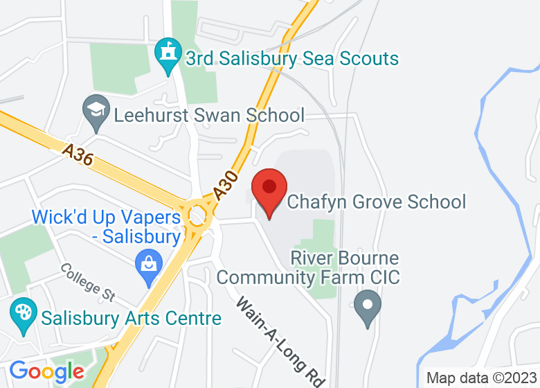 Map showing location of Chafyn Grove School