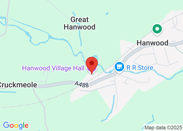 Map showing location of Hanwood Village Hall