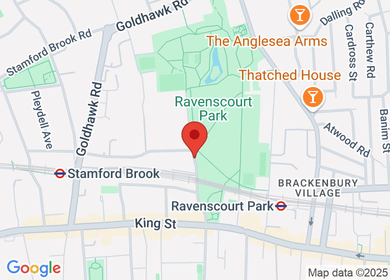 Map showing location of Ravenscourt Park - meet by the basketball courts