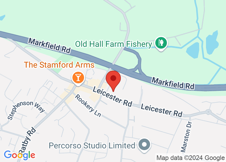 Map showing location of Groby Village Hall